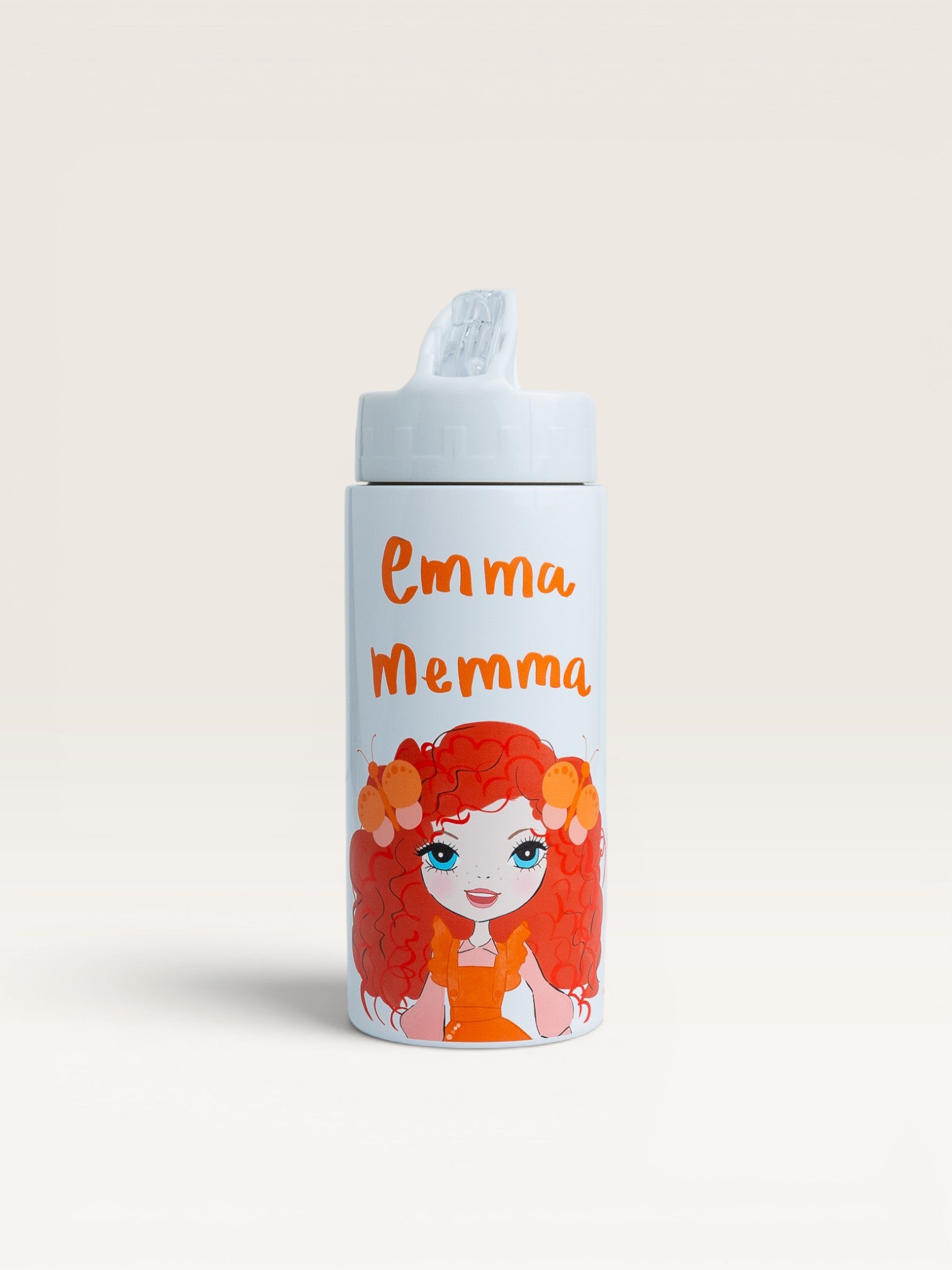 Emma Memma White Drink Bottle – kids water bottle for school and sport