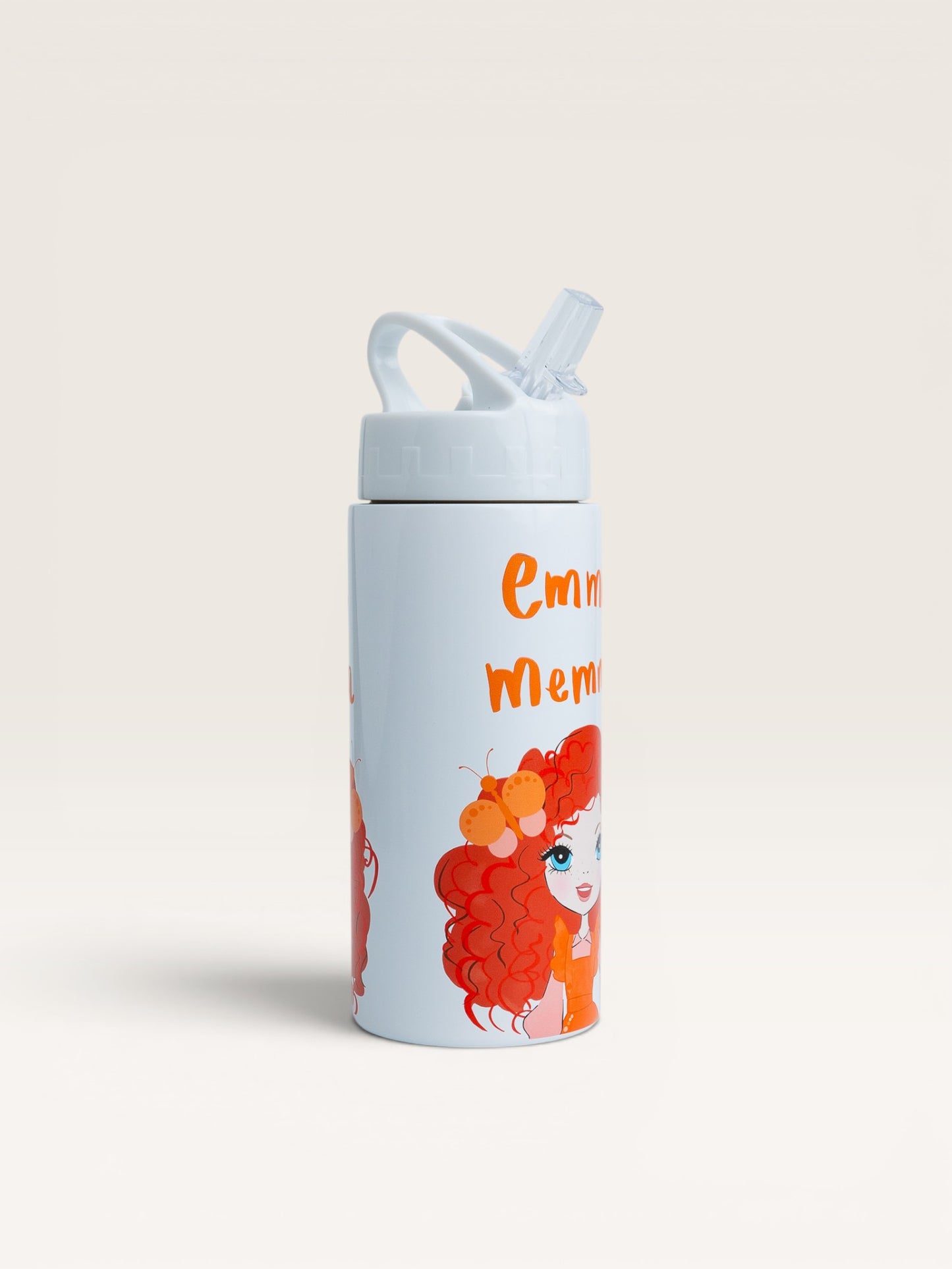 Emma Memma White Drink Bottle close-up showing lid and design