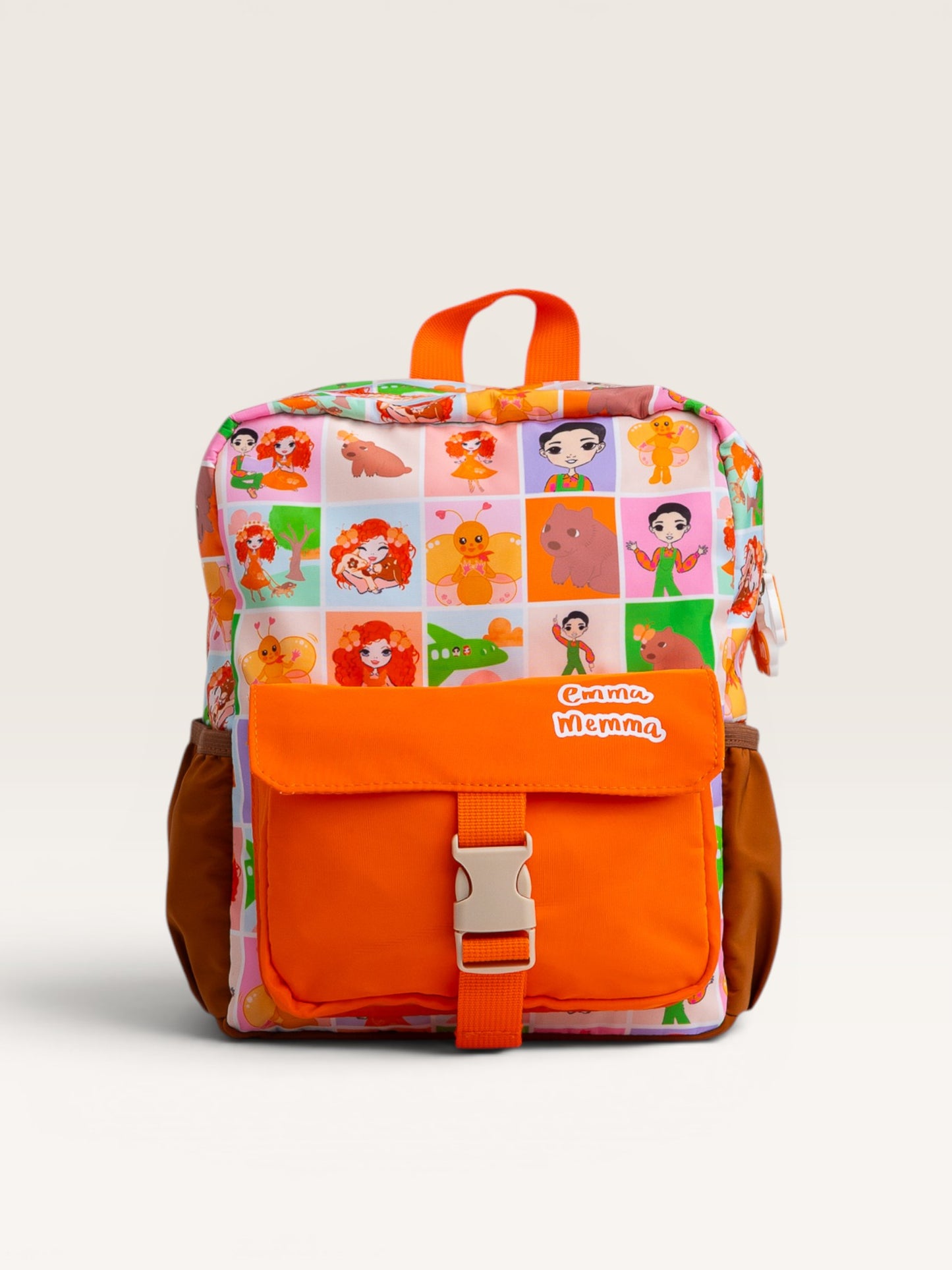Emma Memma Character Backpack front view showing character print