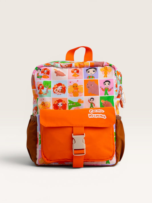 Emma Memma Character Backpack front view showing character print