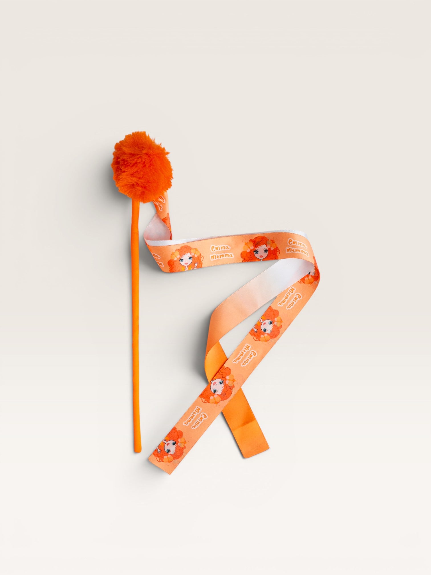 Emma Memma Pom Pom Twirly Ribbon – orange dance ribbon for little dancers