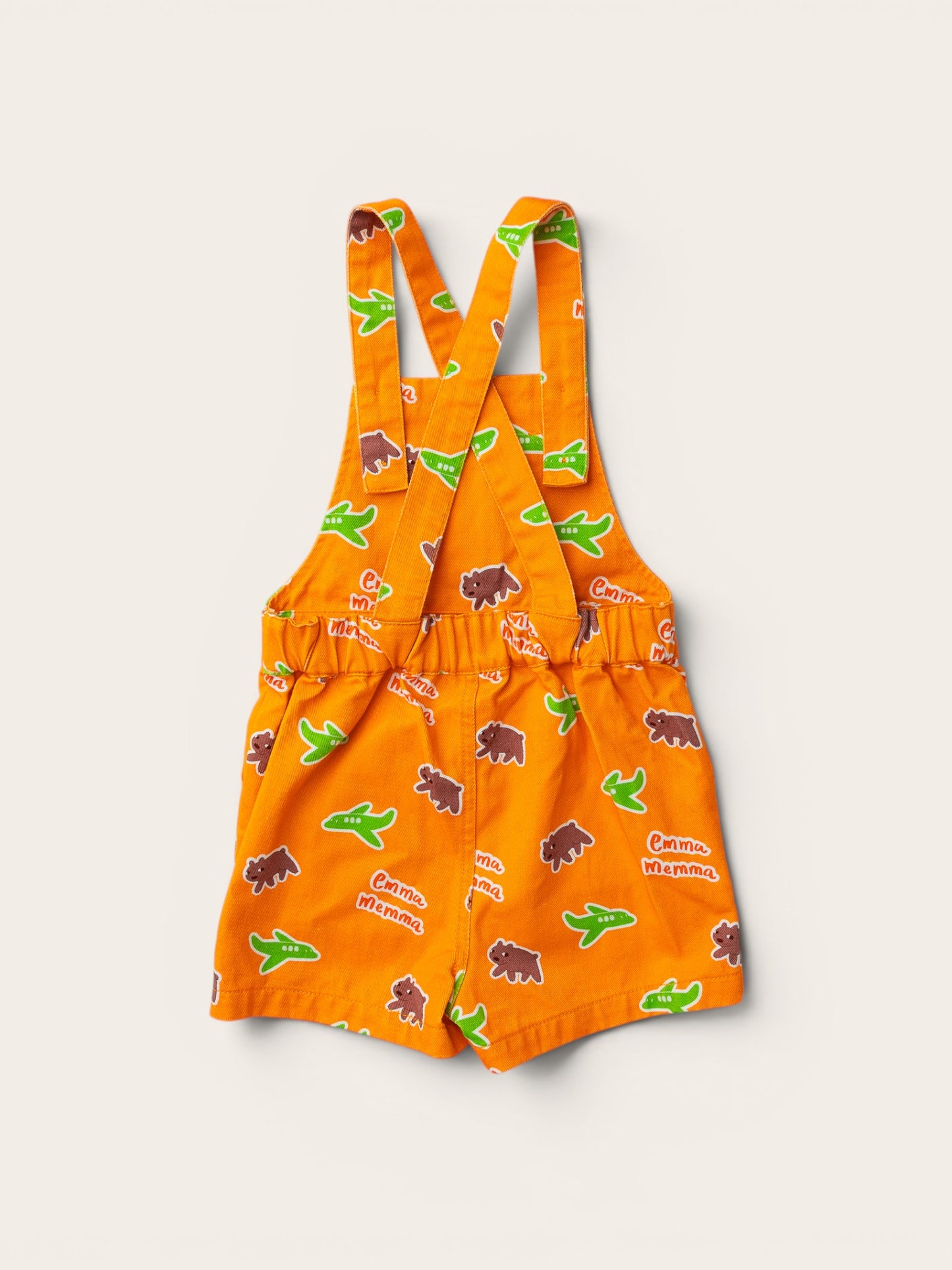 Emma Memma kids overalls close-up of print and strap detail