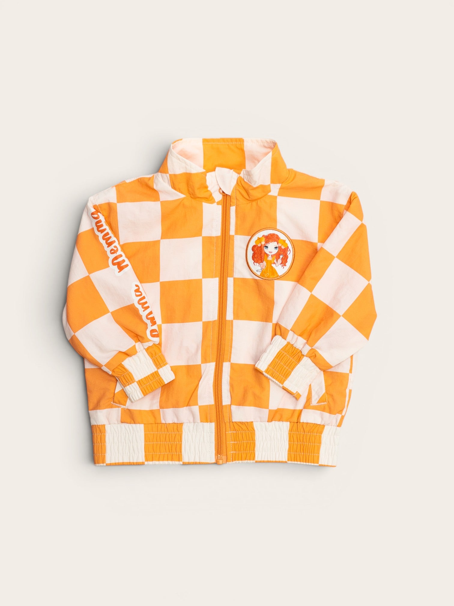 Emma Memma kids bomber jacket in bold check print – sizes 2–8