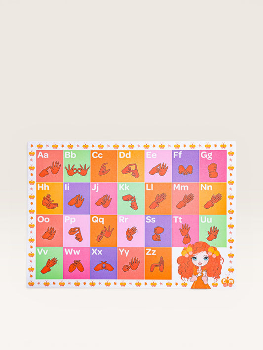 Emma Memma Auslan Alphabet Placemat – educational sign language placemat for kids