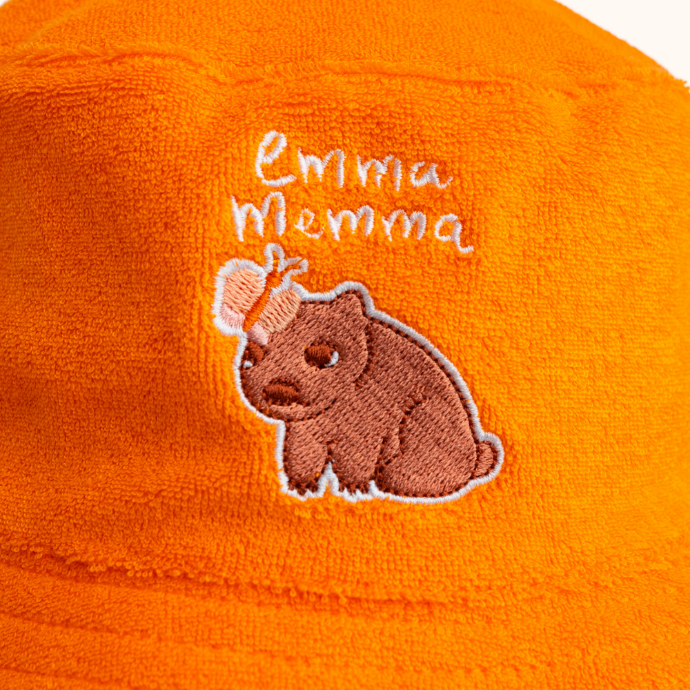 Emma Memma Memma Mum bucket hat showing embroidery detail