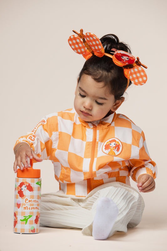 Emma Memma Gingham Drink Bottle close-up showing gingham design