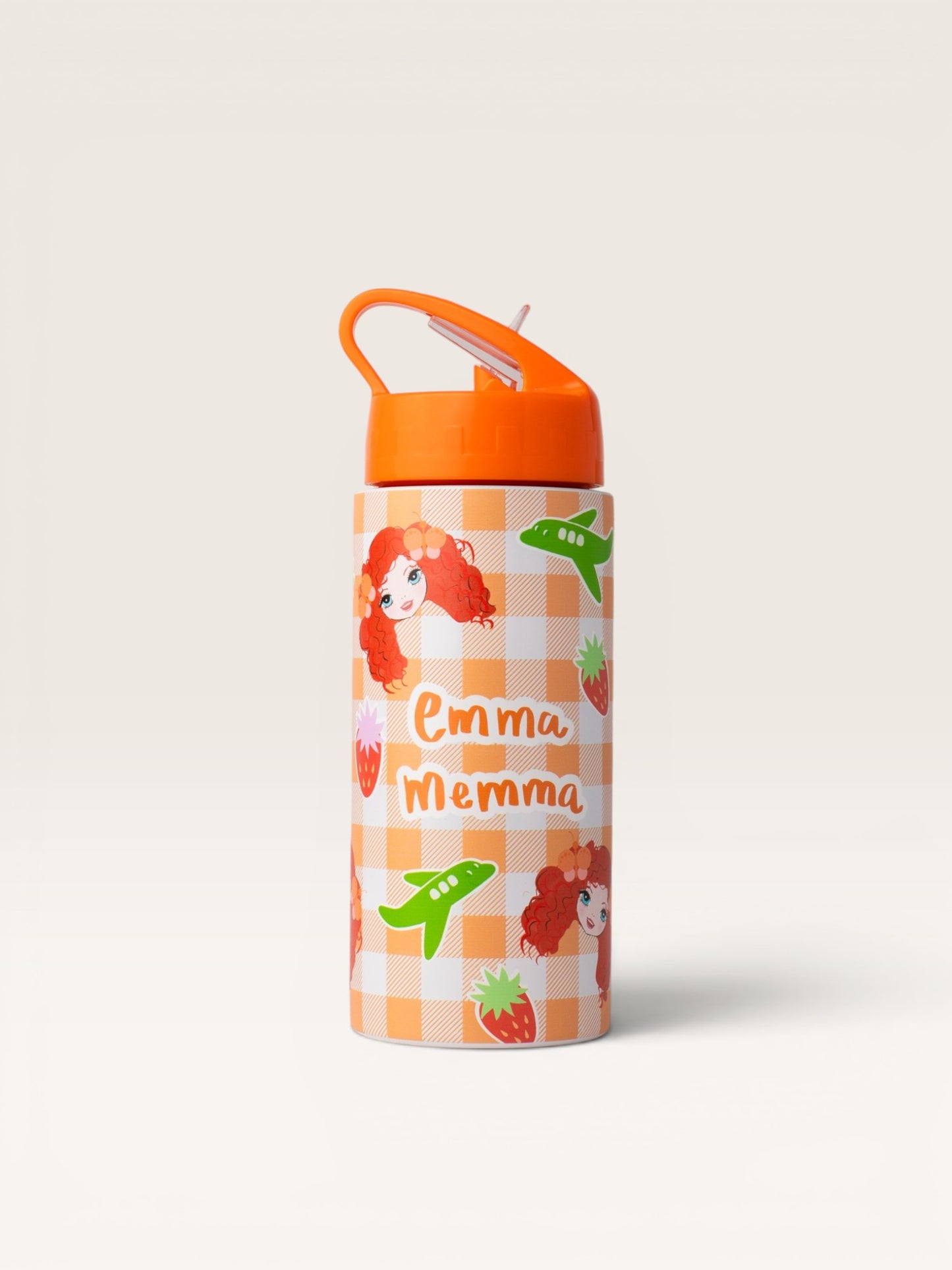 Emma Memma Gingham Drink Bottle – stylish kids water bottle for school and adventures