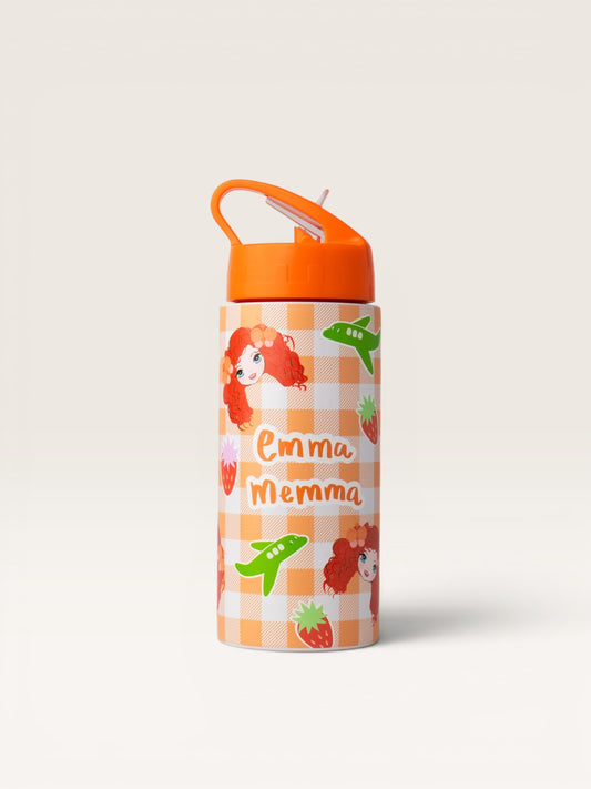 Emma Memma Gingham Drink Bottle – stylish kids water bottle for school and adventures