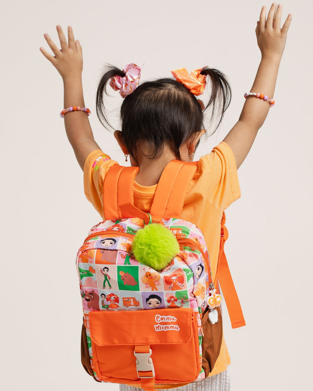 Emma Memma Character Backpack close-up showing character print detail