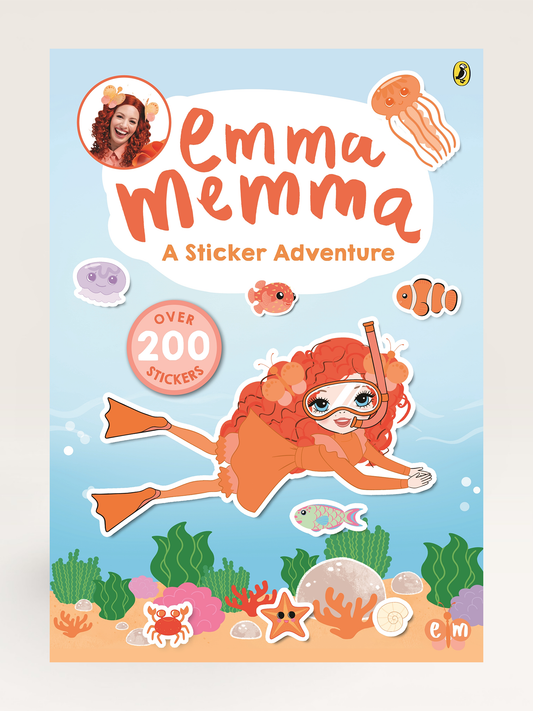 Emma Memma Sticker Adventure Book cover with 200+ stickers – creative activity book for kids aged 2–7